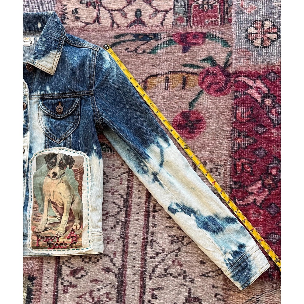 Puppy Love patch & embroidered Jean Jacket MUDD brand size S cottagecore style - Picture 10 of 12